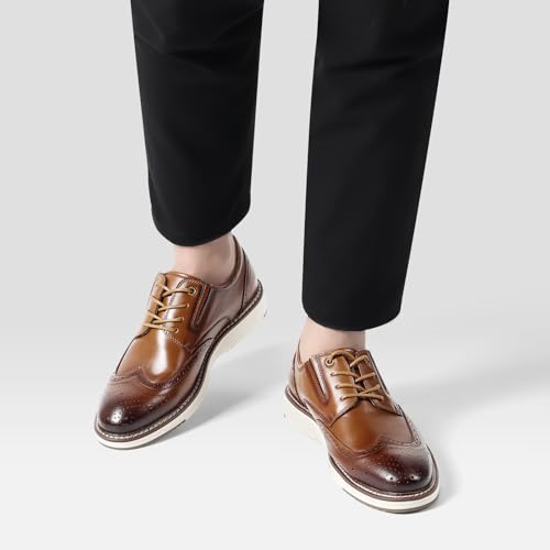 Mens Dress Shoes Genuine Leather Plain Toe Lace Up Mens Casual Dress Shoes Business Comfortable Fomal Mens Oxford Dress Sneakers for Office Wedding Casual3