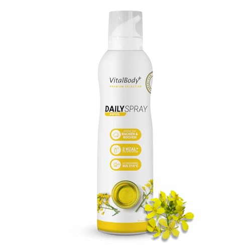 VitalBody+ DailySpray, Rapsölspray zum Braten, Grillen & Backen, 800 Portionen, 2 kcal pro Sprühstoß, ideal zum Abnehmen, Non-Stick Cooking Spray, Trennspray, zertifiziert & laborgeprüft VitalBody+ DailySpray, Rapsölspray zum Braten, Grillen & Backen, 800 Portionen, 2 kcal pro Sprühstoß, ideal zum Abnehmen, Non-Stick Cooking Spray, Trennspray, zertifiziert & laborgeprüft