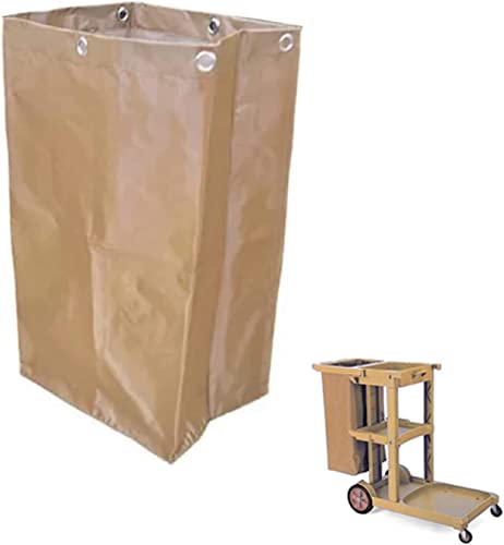 Image of Replacement Janitorial Cart Bag-16 x 11 x 27inches, High Capacity Waterproof Thickened Housekeeping Commercial Janitorial Cleaning Cart Bag with 6 Brass Grommets - 25 Gallon (Brown)