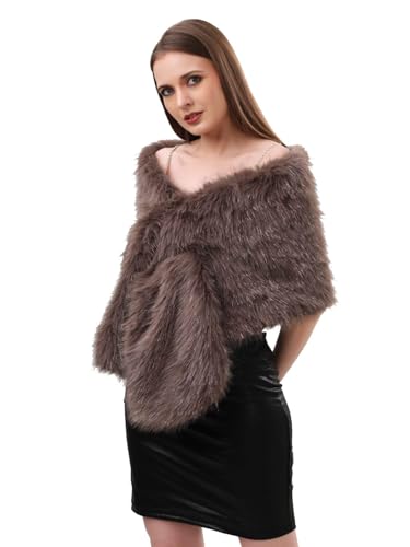 Image of Extra Large Women's Faux Fur Collar for Winter Coat (IN, Alpha, Free Size, Brown)