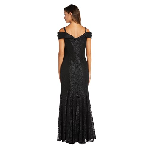 Image of R&M Richards Women's Embellished Full-Length Gown W /Illusion V-Neck & Back Zipper - Evening Cocktail Party Attire