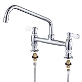 【Solid Brass Construction】The commercial sink faucet is made of solid brass and bright and high-quality chrome plating, with good corrosion resistant performance for ensuring the quality and longevity, Superior cartridge provide smooth water flow and...