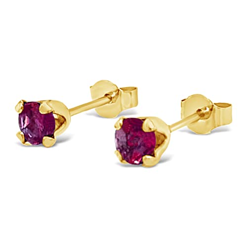 Jewelry Bliss 14K Yellow Gold Stud Earrings, Genuine Red Ruby Small Stud Earrings, 3Mm Round Stud Earrings, July Birthstone For Women, Valentine's Day, Mother's Day, Anniversary, Birthday, Wedding #TOP1