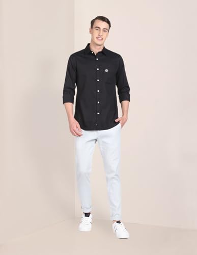Image of U.S. Polo ASSN. Men's Solid Spread Collar Premium Cotton Dobby Tailored Fit Shirt