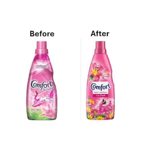 Image of Comfort After Wash Fabric Conditioner Lily Fresh variant for all day freshness and lasting fragrance, 860 ml (Pack of 2)