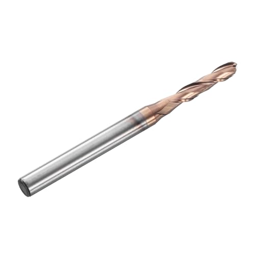 Image of HARFINGTON Ball Nose End Mill 2 Flute 3 /32 inch Diameter 1 /8 inch Shank Tungsten Carbide TiAlN Coated Spiral CNC Router Bits 1 /2 inch Cutting Length Single End Ball for Engrave Carving Machine Tools