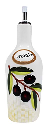 GHA (Oil And Vinegar Dispenser Set) Tuscan Olive Accessories Ceramic Italian Decor for Kitchen Home Bakery Restaurant, One Size - Thumbnail 2
