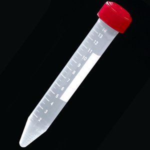 Globe Scientific 6269 Polypropylene Centrifuge Tube with Attached Red Screw Cap, Sterile, 15mL Capacity, Printed Graduation, Bag Pack (Case of 500)