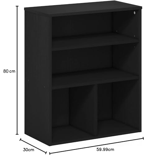 Image of Callas Multipurpose Engineered Wood Bookcase | Books Storage Organizer for Kids | Multi-Purpose Shelves for Books Storage (Black, BR-06)
