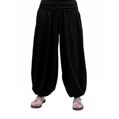 SAVARI | Pantalón Bombacho | Modelo Aladin | Pantalones Harem | con Estilo Oriental, Ancho, Largo y Cómodo | Ideal para Yoga | Mujer y Hombre | Lisos | Tallas Grandes Disponibles | Negro | Talla M | Ya disponible en tu tienda friki favorita! En mundofriki.es!