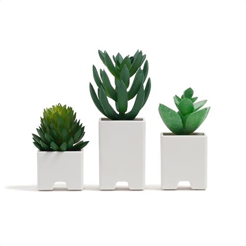 U Brands Adhesive Faux Succulent Cord Organizers, Set of 3, Kitch...
