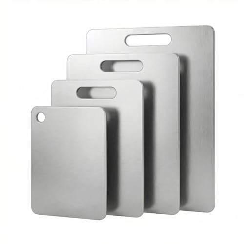 Juego de 4 Tablas de Cortar de Acero Inoxidable Rectangulares miniatura 1