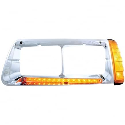 UNITED PACIFIC 32490 Headlight Bezel, LH, 14 LED, with Turn Signal, Amber LED/Amber Lens, for Freightliner FLD