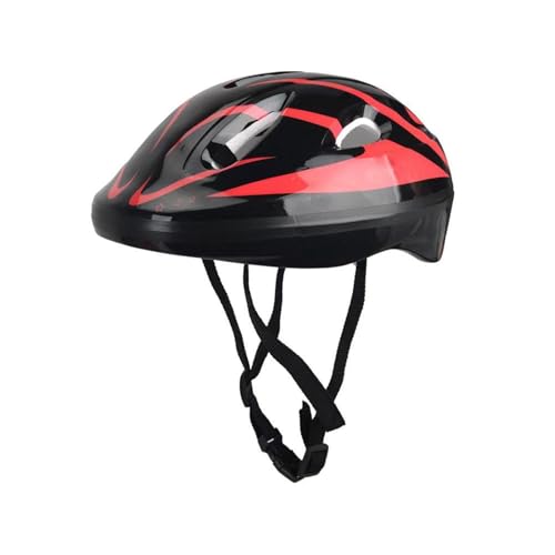 rockible Kinder-Fahrradhelm, Jungen- und Mädchenhelm, Leichter Kinderfahrrad-Sporthelm, Schwarz Rot