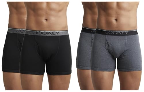 Image of Jockey 8009 Men's Super Combed Cotton Rib Solid Boxer Brief with Ultrasoft Waistband (Pack of 2)