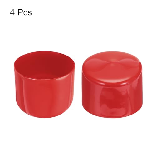 Image of uxcell 4pcs Rubber End Caps 58mm ID Vinyl Round End Cap Cover Screw Thread Protectors Red, 40mm Height