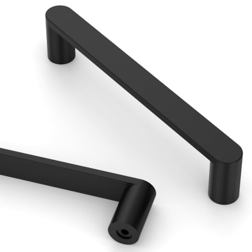 Image of Asidrama 5 Pack 5 Inch(128mm) Matte Black Cabinet Pulls Heavy-Duty Solid Kitchen Cabinet Handles Black Drawer Hardware for Bathrooms Cabinets