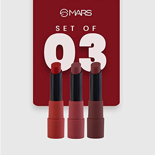 MARS Matte Box Set of 3 Lipsticks for Women | Long-Lasting | Smooth Finish | Moisturising | One Swipe Pigmentation | (3x3.2 gm) (01-Red & Maroon) - Image 6