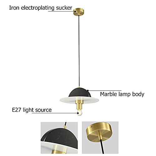 Suspension marbre gris E27 pour chevet et chambre moderne