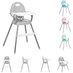 Trona Kikkaboo 3 En 1 KikkaBoo Trona Bebé 3 en 1 SPOONY, Silla Alta hasta 36 meses, Trona Convertible, Asiento Elevador, Silla Baja, Bandeja Extraíble, Gris