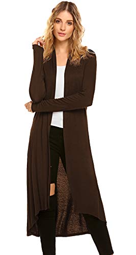 Plus Size Cardigans for Women Long Open Front Lightweight Dusters Brown,XL(XL, Brown)