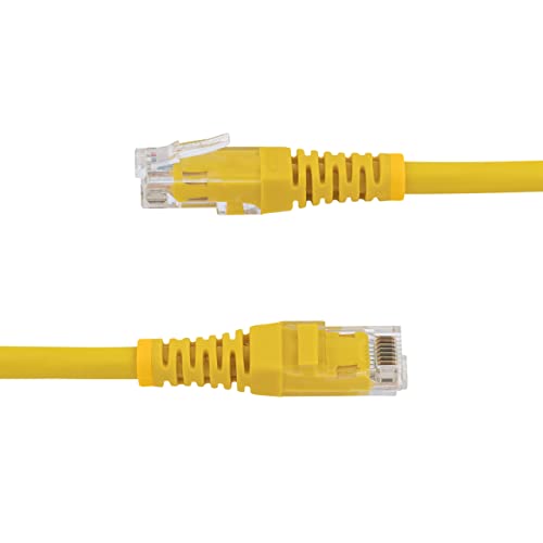 Image of StarTech 1ft CAT6 Ethernet Cable - Yellow CAT 6 Gigabit Ethernet Wire -250Mhz 100W PoE RJ45 UTP Molded Network Patch Cord with Strain Relief (C6PATCH1YL)