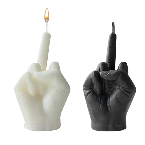 TENGWA Middle Finger Candle 2 Pièces Bougies en Forme de Farce Aromathérapie 9 cm Bougie Doigt Sculpté à Main Décoration Intérieure Idéal pour un Bureau...
