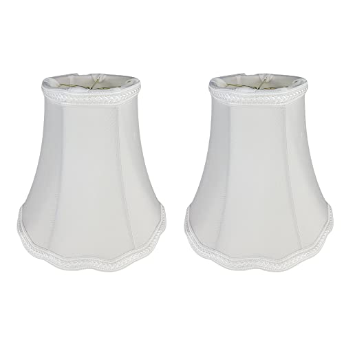 Image of Royal Designs, Inc. Scalloped Bell Designer Lamp Shade, Round Clip Fitter, DSO-83RC-8WH-2, 4 x 8 x 7.25, White, Set of 2