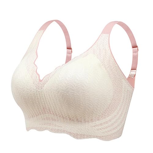 Sujetador moldeador de gel Jelly Gel moldeador para todo el día, cuidado tierno, sujetadores de gel de gelatina para mujeres y mujeres, sujetadores sin varillas, talla grande, oro rosa, L