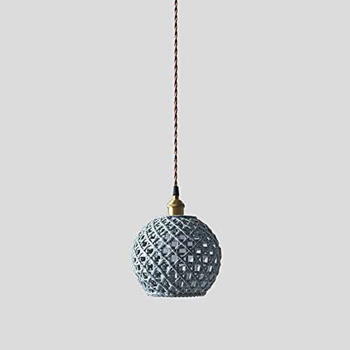 Lámpara Colgante Moderna de Estilo japonés con Pantalla de cerámica de Malla, E27, 1 lámpara, lámpara Minimalista de latón, lámpara de Techo Ajustable para Sala de Estar, Dormitorio y mesita de n