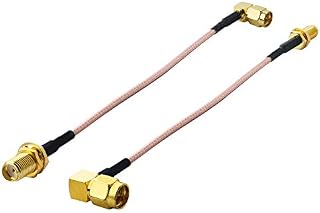 BOOBRIE SMA Cable RG316 SMA Male to SMA Female Right Angle Coaxial Cable WiFi Antenna Cable SMA 90 Degree Cable SMA Bulkhead Connector 5.9 Inches 15cm for Mobile Antennas/WiFi Antenna etc Pack of 2