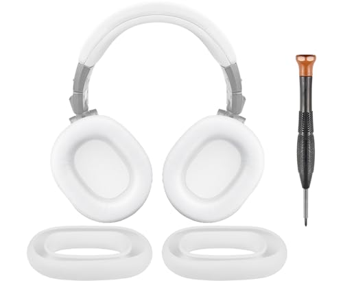 Image of SOULWIT Ear Pads Cushions + Headband Cover, Replacement Kit for ATH M50, M50X, M50XWH, M50XBT, M50XBT2, M50S /LE Headphones, Replacement Headstrap Pad & Earpads Repair Part (White)