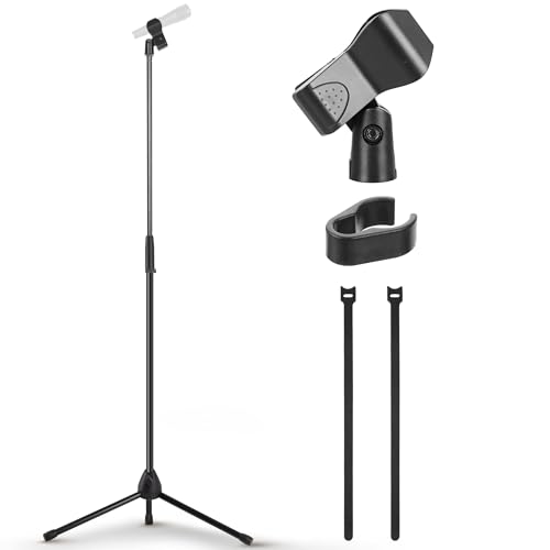Pyle Tripod Microphone Stand, Height Adjustable from 39.37' to 66.14'', Mic Stand for Floor, Sturdy...