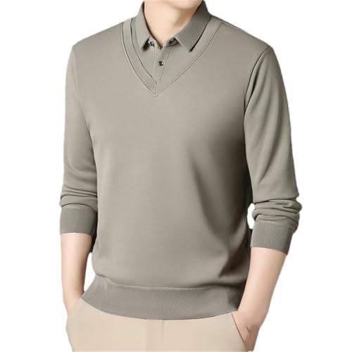 Men's Fleece Lined Patchwork Sweater Fashion Business Causal Slim Thick Pullovers