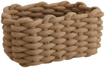 Handcrafted Cotton Rope Storage Basket, Handwoven Knit Organizer Bin, Neutral Boho Decor Basket for Home, Desktop, Nursery & Living Room image 2