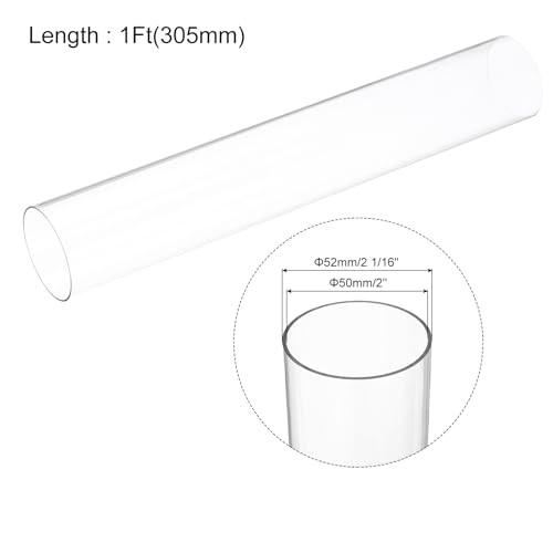 Image of uxcell Clear Rigid Tubing 2 Inch(50mm) ID x 2 1 /16 Inch(52mm) OD x 1Ft(305mm) Length Round Plastic Polycarbonate Tube