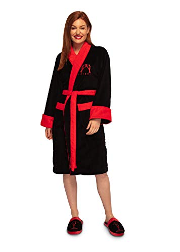 FRIENDS - Albornoz de forro polar para mujer, talla única, color negro