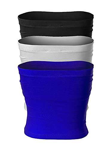Image of MixMatchy Women's 3 Pack Tube Top Built-in Bra Strapless Ruched Bandeau
