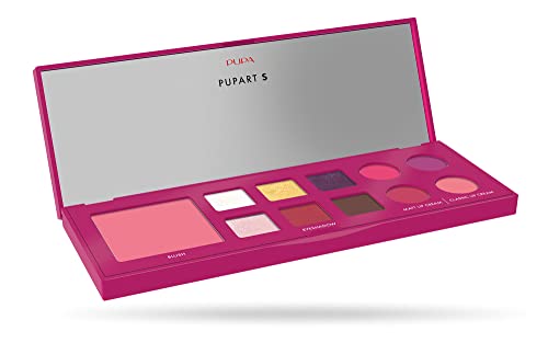 Pupa Milano Pupart S Make-Up Palette - Silky Concealers And Blush - Compact Eyeshadows - Shiny Gloss, Matte Lip Creams - Makeup For Eyes, Lips, Face - Make Different Looks - 002 Stay Strong - 0.32 Oz #TOP2