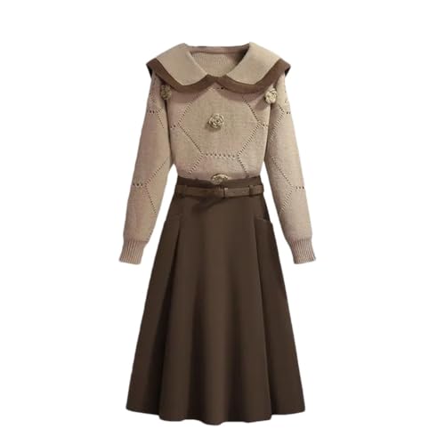 Spring And Winter Female Set Women's Long Sleeved Casual Sweater Top Casual All Match Half Skirt Two Piece Set