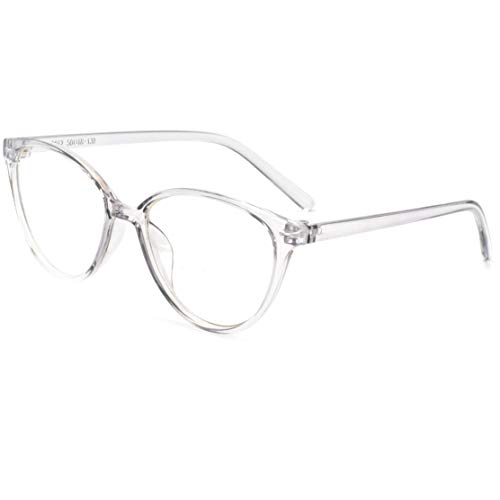 Cat Eye Blue Light Blocking Glasses Computer Glasses Women, Anti Eyestrain Headache Computer Glasses for Digital Screens (Transparent Grey)