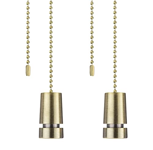 Image of Aspen Creative 20511-42, 12 inch Ceiling Fan Beaded Solid Steel Decorative Pull Chain /Antique Brass Finish, 2 Pack