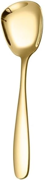 Silverware Flatware Set, 1/4/6/8/10/12 Piece 304 Stainless Steel Square Head Spoon Thickened Spoon Spoon Dessert Spoon Soup Spoon(Gold,12 Pieces)