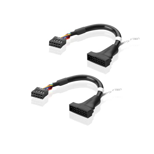 SIENOC 2X USB 3.0 20-Pin zu dem auf USB 2.0 Motherboard 9-pin Kabel Adapter Stecker (2pk)