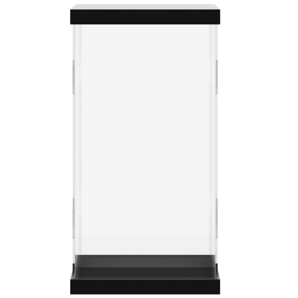 Acryl Vitrine 20x20x38 cm, Staubschutz Box für Sammlerstücke, durchsichtige Sammelvitrine mit schwarzem Boden für Figuren und Modelle