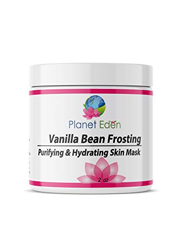 Planet Eden Vanilla Bean Frosting Face Facial Mask All Natural Spa Quality Skin Mask for Dry Dehydrated Skin Kaolin Clay, Vanilla Bean, Hyaluronic Acid, Aloe Extracts Soothing and Hydrating