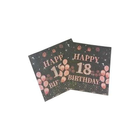 AYAROS 40Pcs Happy 18th Birthday Disposable Napkins Black and Rose Gold Dessert Beverage Cocktail Cake Napkins 18th Birthday Decoration Party Supplies,Making Great Since 2006,6.5" Cover