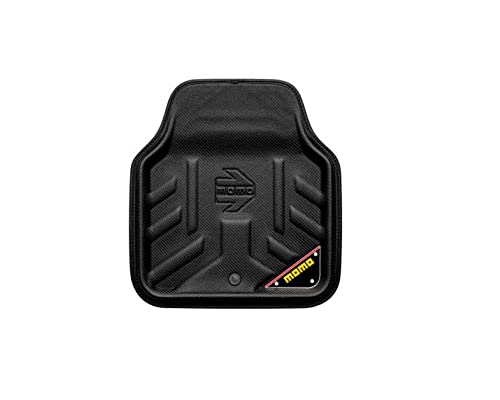 MOMO - Cubre Alfombra, para Coche Mat Drive.CRB-BLK, Set de 4 Piezas, Moqueta Negra con Refuerzo en Aluminio, Lleva Logo, Antideslizantes y Lavables