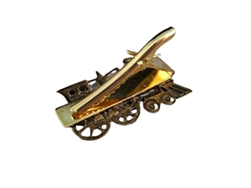 Handmade Oxidized Brass Steampunk Train Tie Bar #TOP1