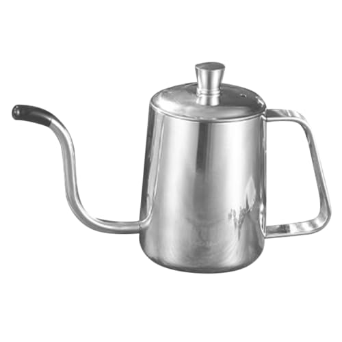 BAZEITFLOW Cafetera Manual de Acero Inoxidable con para Vertido Preciso Tetera de Metal Multiuso con Tapa para Oficina Hogar y Camping
